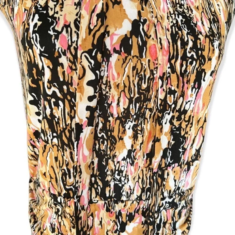 Womens Claudia Richard Tie Neck Abstract Shift Dress - Sz L - Picture 2 of 2